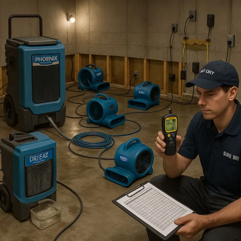 Structural Drying and Dehumidification process in West Tawakoni, TX